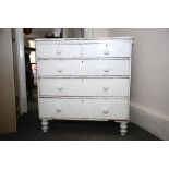 A Victorian white painted chest of drawers with pot handles 95cm(W) Condition: Worn, some parts