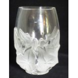 Hedera, a contemporary Lalique clear and frosted glass vase, model 12299, engraved mark, 18cm