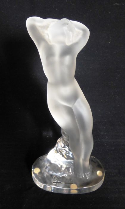 Danseuse Bras Leves, a contemporary crystal Lalique clear and frosted glass figure, etched mark 24cm