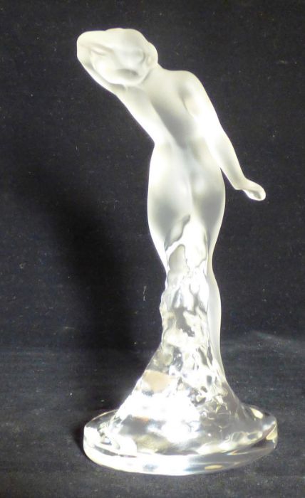 Danseuse bras baisse, a contemporary Lalique frosted crystal nude statuette, etched mark to base, - Bild 3 aus 4
