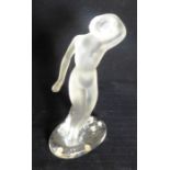 Danseuse bras baisse, a contemporary Lalique frosted crystal nude statuette, etched mark to base,