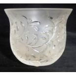 Maineau Colereux, a contemporary Lalique crystal candleholder with incised foliate scrolls, engraved