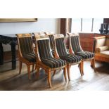 A set of six early 19th century Russian birch dining chairs with upholstered backs and seats and