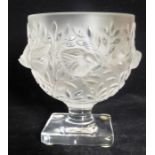 Elizabeth, a contemporay Lalique part frosted glass pedestal vase, engraved mark, model 12265, 13.