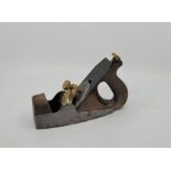 A Norris adjustable steel smooth plane, with hardwood infill and handle, Norris iron, knurled