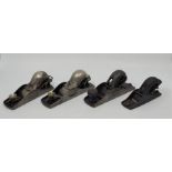 Two Stanley knuckle joint block planes, both with adjustable throat and stamped "Pat-2-18-13",