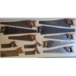 A collection of handsaws, to include: Spear & Jackson and J.Gleave & Son brass backed dovetail saws,