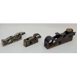 A Preston No.2509 adjustable iron bullnose rebate plane, with detachable toe and preston iron,