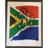 2010 football world cup, "Africa salutes you" limited edition print of the South African flag,