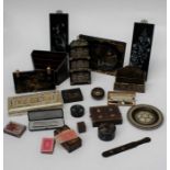 A collection of late 19th & 20th Century vari-wood and papier mache to include: games boxes,