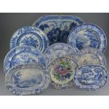 A group of early nineteenth century blue and white transfer printed wares. To include: a Spotted
