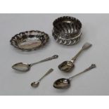 A selection of silver items comprising a pierced detail oval ring dish, hallmarked for Birmingham