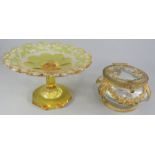 A nineteenth century French lidded box with ormolu mounts together with a Bohemian footed bowl
