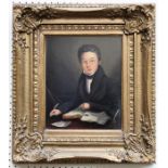 Early 19th century Continental School Scribe at his desk, oil on panel, 29 x 23cm