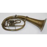 A brass Euphonium with three valves, width 74cm