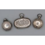 An early 20th Century silver double sovereign holder, engraved decoration, suspension ring (