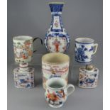 A group of eighteenth and nineteenth hand-painted Chinese porcelain famille rose and blue and