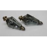 A pair of Mathews and silver nickel plated electric carriage lamps, Birmingham circa 1920, flange