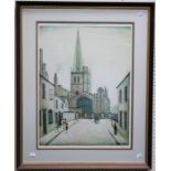 After Laurence Stephen Lowry RBA, RA 91887-1976) Burford Church. A pencil signed and numbered colour