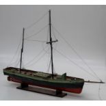 An early 20th century scratch built model of a two masted clipper, 87cm bow to stern