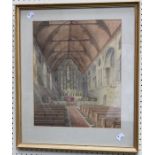 19th century European School A sunlit Church interior, watercolour, 38 x 32cm