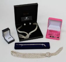 A selection of quality diamante costume jewellery including Isle of Bute and Swarovski items plus