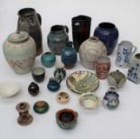 A collection of Studio type pottery - vases, jugs etc, most with incised marks to base (1 box - )