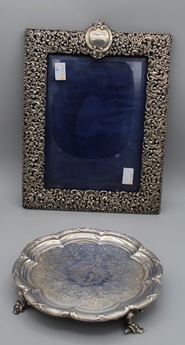 A large Victorian silver pierced frame, with central vacant cartouche, profusely chased and - Image 7 of 7