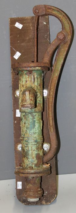 A Victorian cast iron water pump, maximum length, 69cm (including fittings)