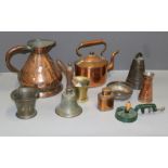 A good mixed lot of Victorian and other metalwares including a brass pestle and mortar, copper