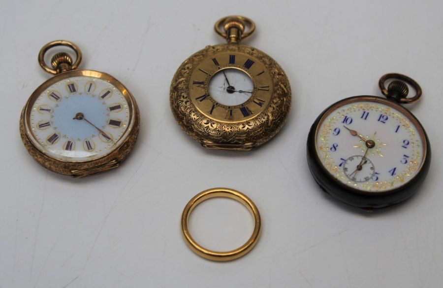 Bornand, Genève, a lady's 18ct gold cased half hunter fob watch, number 2416, 3.5cm diameter