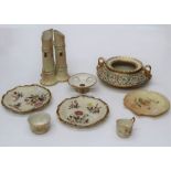 A quantity of Royal Worcester blush ivory ware including a large circular bulb holder and cover,