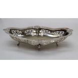 A silver bon bon dish of large size, the serpentine oval shape with pierced decoration, Sheffield