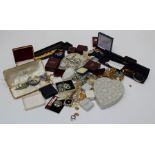 A large quantity of rhinestone jewellery and other costume pieces