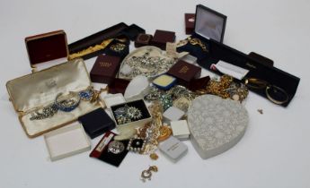A large quantity of rhinestone jewellery and other costume pieces