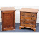 A 19th century mahogany pot cupboard, together with a reproduction mahogany four drawer chest,