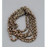 An unmarked yellow metal S strand chain bracelet with box clasp, gross weight 32.5gm