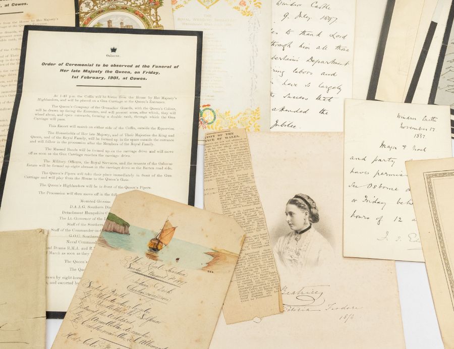Royal Autographs & Ephemera. A gilt calf album with embroidered decoration housing loosely- - Image 13 of 16