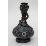 A Japanese Meji period cloisonne baluster vase, the body decorated with flowers and scrolling