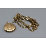 A 9ct gold scallop edge locket with a twisted curb chain. Gross weight approx 8.4gm