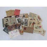 A collection WWI period postcards to include thirteen embroidered silk postcards (To My Dear Sister,