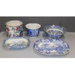 A collection of 19th and early 20th Century earthenware to include: Wild Rose dinner plates and meat