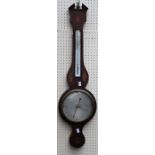 Oreggia, Nottingham, a 19th century mahogany, conch shell inlaid barometer with thermometer to neck,