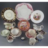 A group of early nineteenth century British porcelain ceramics. To include: a lustre ware,