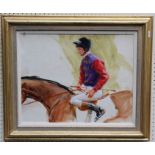 Henry Kohler born 1927, American A study of the jockey Lester Piggot riding a race horse in the