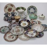 A collection of 19th & 20th Century English china and earthenware plates to include: Spode 3277