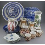 A group of mainly British nineteenth and twentieth century ceramics. To include: a large blue and