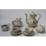 A mid 20th century Bavarian porcelain tea service, comprising tea and coffee pots, cream and