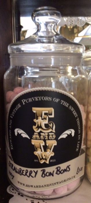 Vintage style sweet jar from Edward and vintage sweet shop, Tissington. One full jar containing