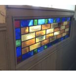 Leaded galas panel with multi coloured glass. Measuring 47 x 19 inches.  Please study picture.